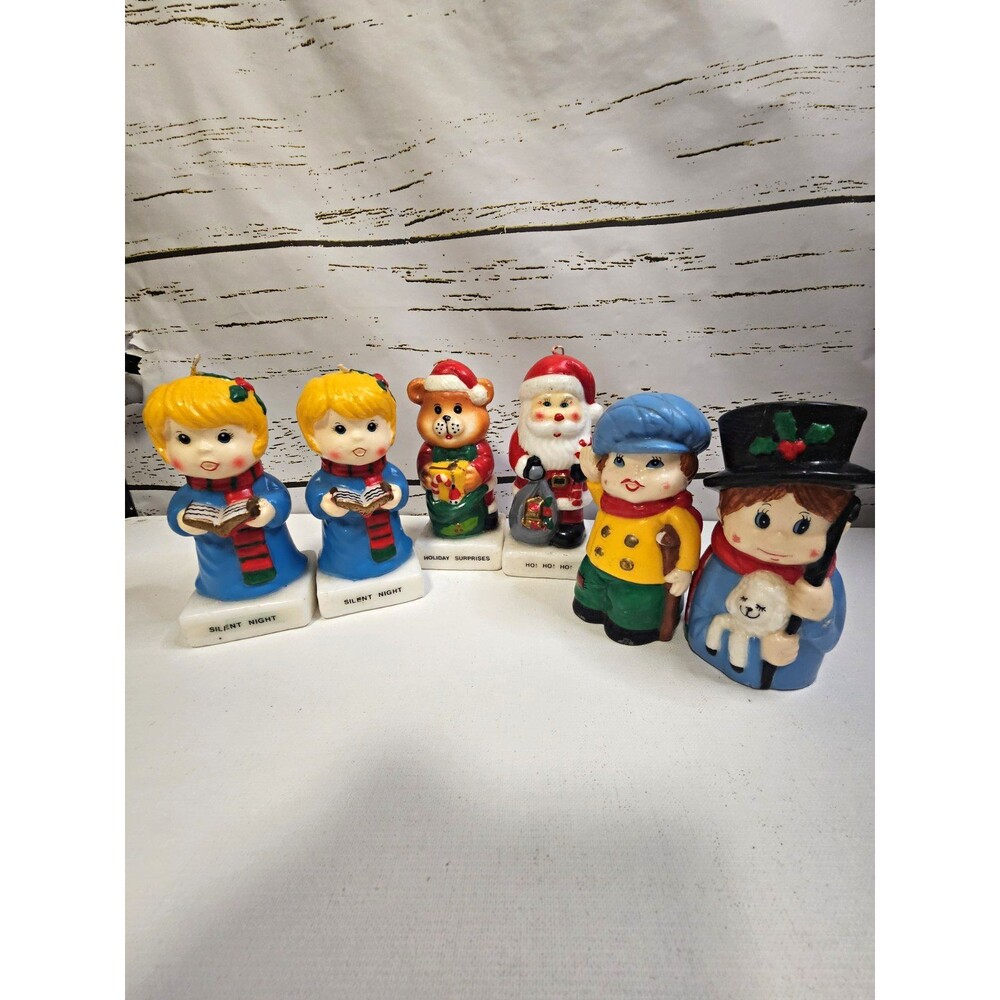 Vintage 1981 JASCO 1983 CandleGram Christmas Figural Candles Lot of 6 Santa